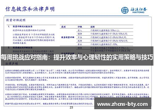 每周挑战应对指南:提升效率与心理韧性的实用策略与技巧